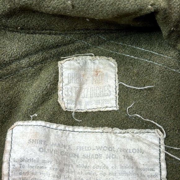 Vintage Military Wool Green Field Button Up Shirt 1954 21x26 Small - Picture 7 of 11